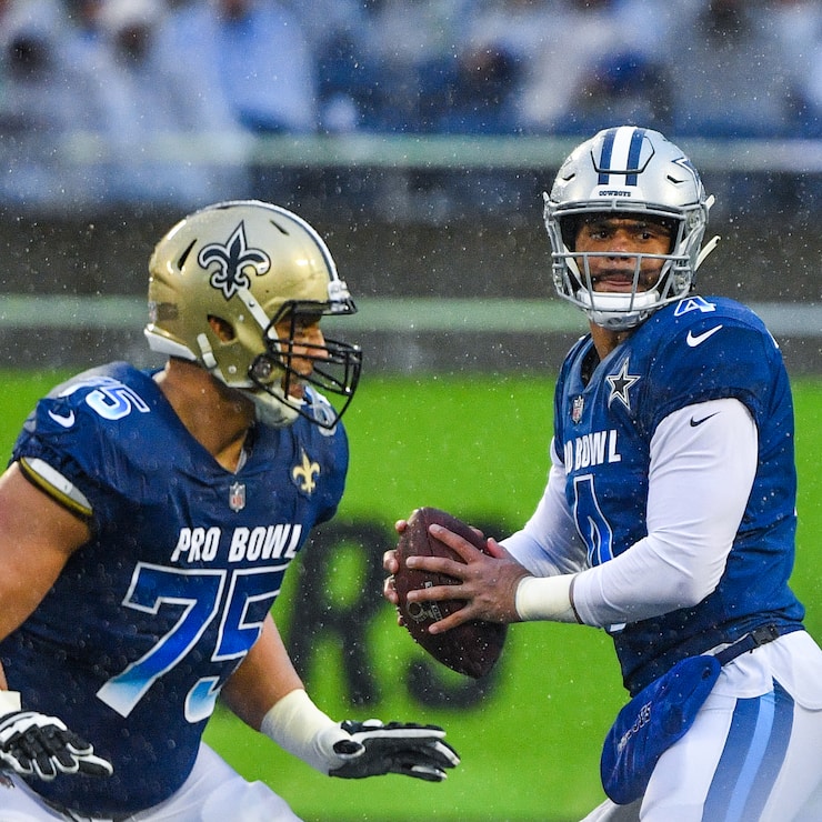 ORLANDO, FL - JANUARY 27: Dak Prescott #4 of the Dallas Cowboys in action during the 2019 NFL Pro Bowl at Camping World Stadium on January 27, 2019 in Orlando, Florida. (Photo by Mark Brown/Getty Images)