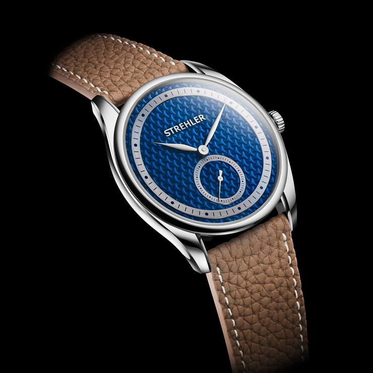 Uhrmodell Sirna mit blauem Zifferblatt von Andreas Strehler
