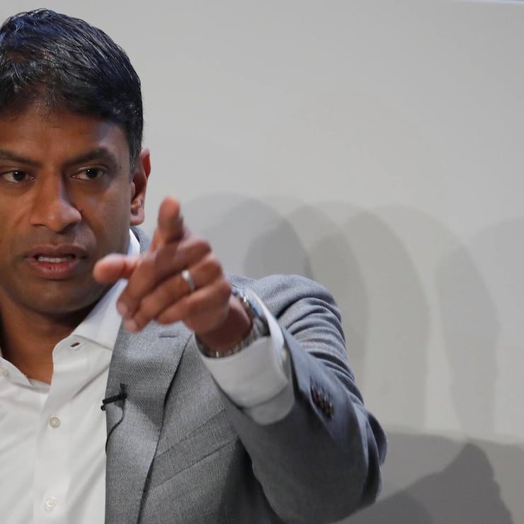 CEO Vas Narasimhan of Swiss drugmaker Novartis addresses the company's annual news conference in Basel, Switzerland
