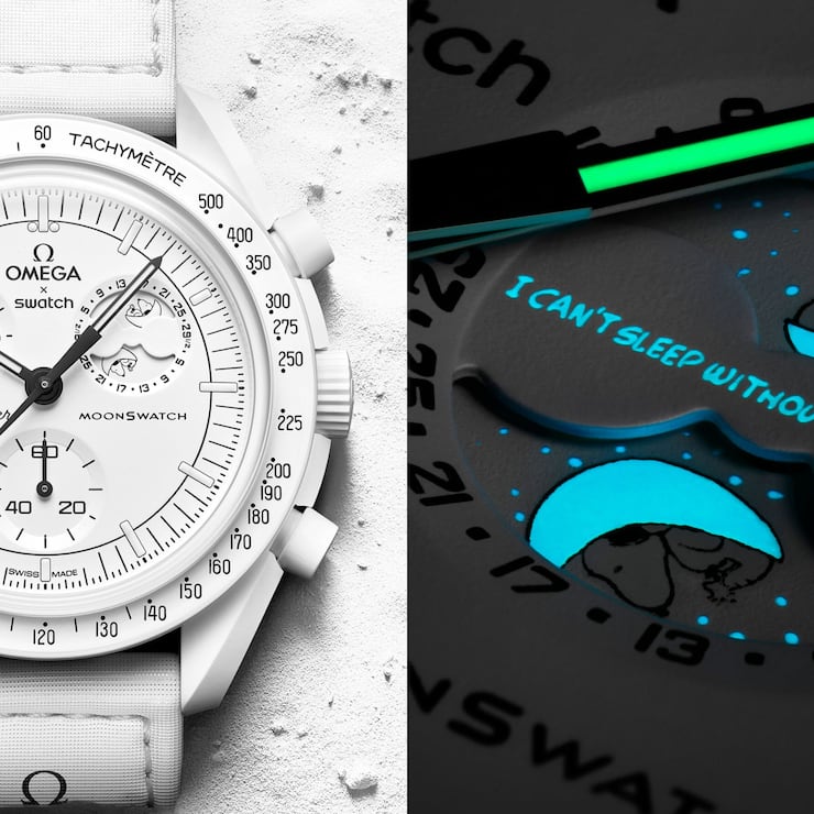 Ganz in Weiss, mit nächtlicher Überraschung: Die neue Moonswatch von Omega und Swatch.
