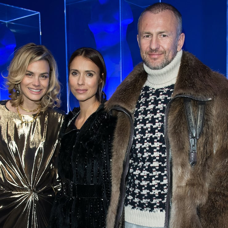 ST MORITZ, SWITZERLAND - DECEMBER 27:  Isabelle Bscher, Aleksandra Melnichenko and Andrey Melnichenko attend Galerie Gmurzynska Hosts Diana Widmaier-Picasso in Celebration of Mene 24K and Yves Klein on December 27, 2017 in St Moritz, Switzerland.  (Photo by Venturelli/Getty Images)