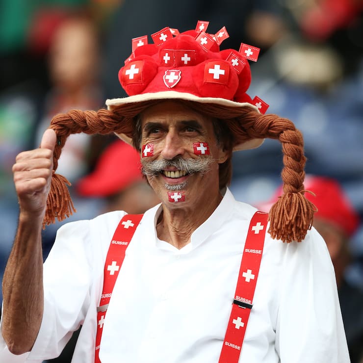 PORTO, PORTUGAL - JUNE 05:  A Switzerland fan looks on prior to the UEFA Nations League Semi-Final match between Portugal and Switzerland at Estadio do Dragao on June 05, 2019 in Porto, Portugal. (Photo by Jan Kruger/Getty Images)