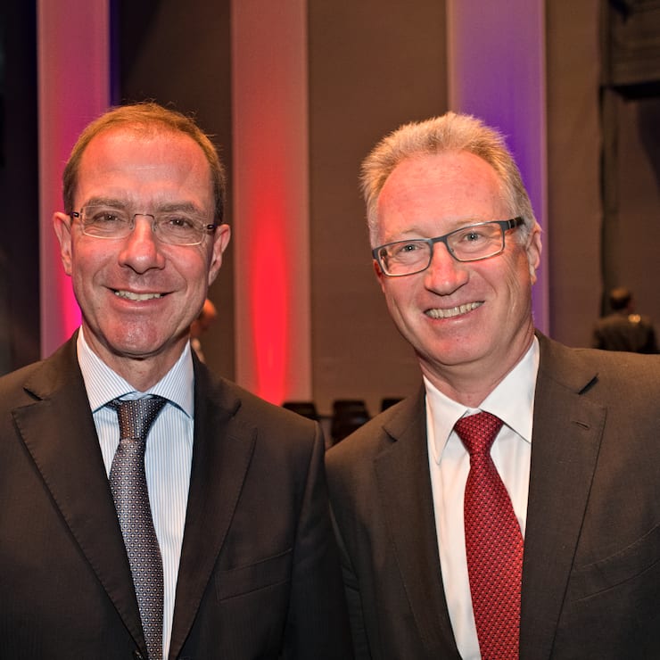 Marcel Rohner, Präsident VAV, Vereinigung Schweizerischer Assetmanagement- und Vermögensverwaltungsbanken; Yves Mirabaud, Präsident, Vereinigung Schweizerischer Privatbanken