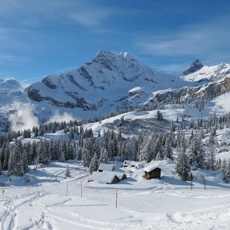 Skipiste in Braunwald im Kanton Glarus.