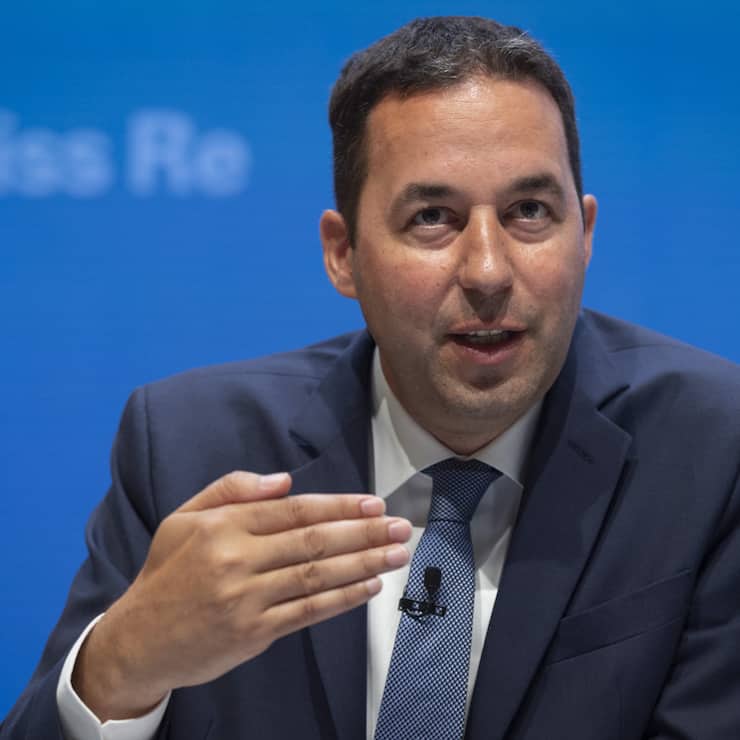 Christian Mumenthaler Group CEO Swiss Re, waehrend der Bilanzmedienkonferenz zum Halbjahresergebnis 2019 der Swiss Reinsurance Company Ltd (Swiss Re) am Mittwoch, 31. Juli 2019, in Zuerich. (PPR/Melanie Duchene)