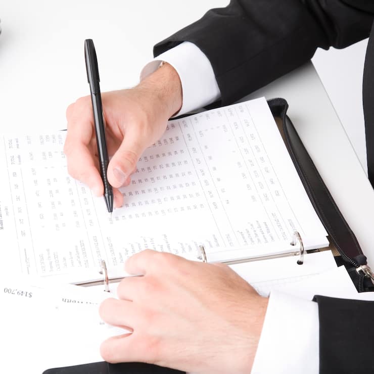 businessman busy with paper work and finance
