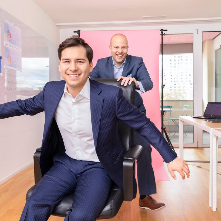Startup Atwork; Marco Meister und Philipp Blumer (hinten)