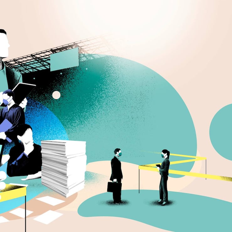 Bilanz Illustration Anwälte und Corona