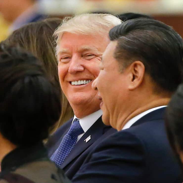 BEIJING, CHINA - NOVEMBER 9:  U.S. President Donald Trump and China's President Xi Jinping attend at a state dinner at the Great Hall of the People on November 9, 2017 in Beijing, China. Trump is on a 10-day trip to Asia.  (Photo by Thomas Peter - Pool/Getty Images)