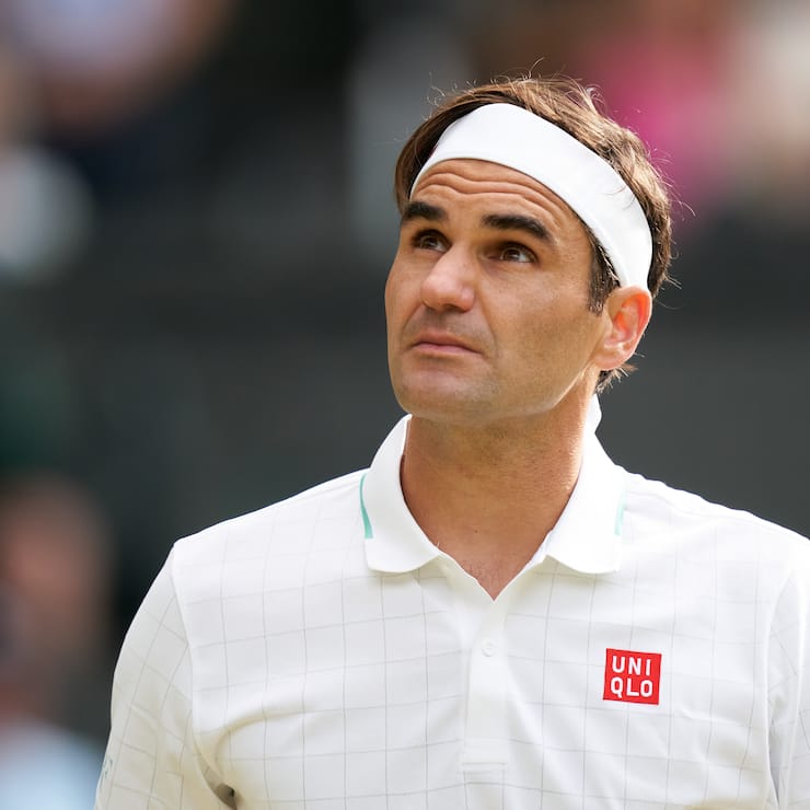 Jul 7, 2021; London, United Kingdom; Roger Federer (SUI) seen playing Hubert Hurkacz (POL) in the quarter finals at All England Lawn Tennis and Croquet Club. Mandatory Credit: Peter van den Berg-USA TODAY Sports/Sipa USA *** Local Caption *** 34032329