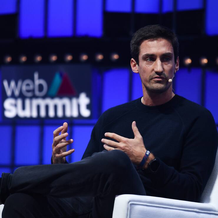 Lisbon , Portugal - 2 November 2021; Guillaume Pousaz, Checkout.com, on Centre Stage during day one of Web Summit 2021 at the Altice Arena in Lisbon, Portugal. (Photo By Harry Murphy/Sportsfile for Web Summit via Getty Images)