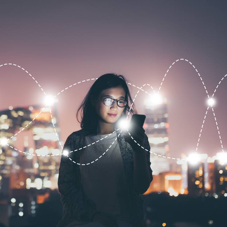 Social Connecting Concept at Night
