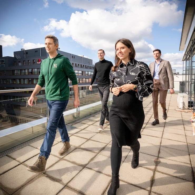 Thomas Inhelder (grÃ¼ner Pullover), Melanie Gabriel, Lars Mangelsdorf (blaues Hemd), Philippe Sahli