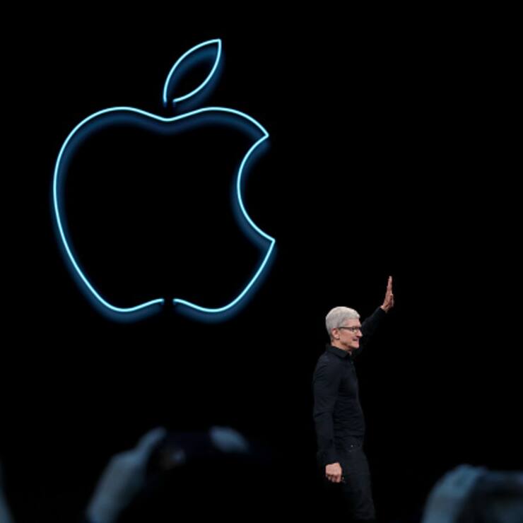 Apple CEO Tim Cook delivers the keynote address during the 2019 Apple Worldwide Developer Conference (WWDC) at the San Jose Convention Center on June 03, 2019 in San Jose, California. The WWDC runs through June 7. (Photo by Justin Sullivan/Getty Images)