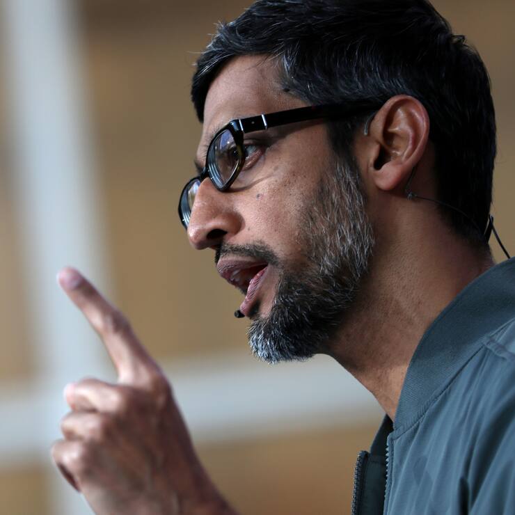 MOUNTAIN VIEW, CALIFORNIA - MAY 07: Google CEO Sundar Pichai delivers the keynote address at the 2019 Google I/O conference at Shoreline Amphitheatre on May 07, 2019 in Mountain View, California. The annual Google I/O Conference runs through May 8. (Photo by Justin Sullivan/Getty Images)