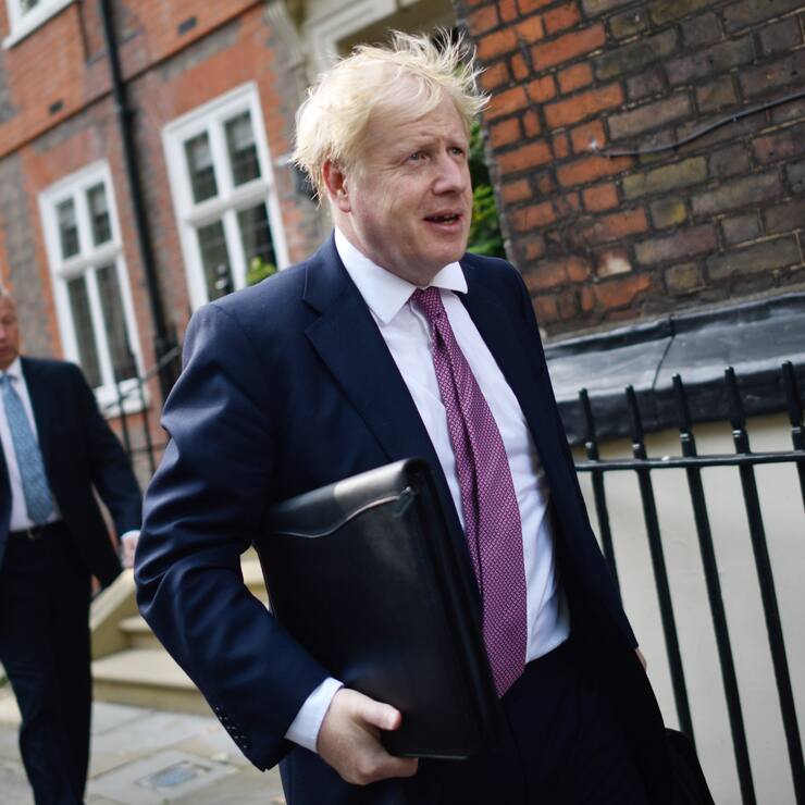 LONDON, ENGLAND - JULY 22: Conservative leadership favourite Boris Johnson arrives at his office on July 22, 2019 in London, England. The results of the leadership campaign will be announced on July 23 with the new Prime Minister taking office the following day. (Photo by Peter Summers/Getty Images)