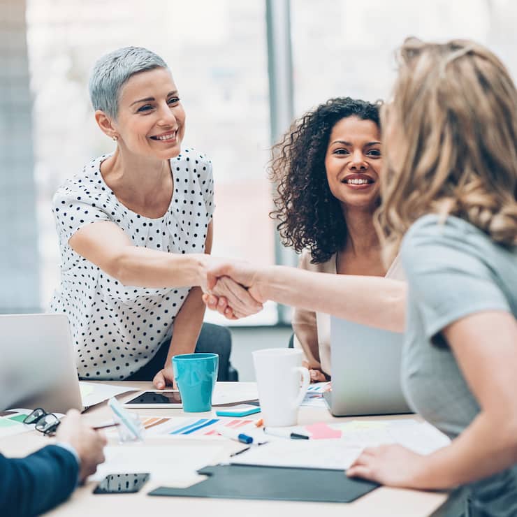 Business persons handshaking on a business meeting