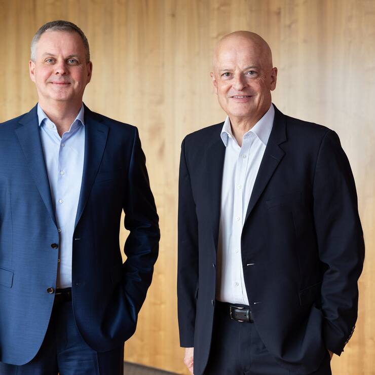 Unter Präsident Lukas Braunschweiler (l.) und CEO Achim von Leoprechting dürfte Tecan weiter munter wachsen.