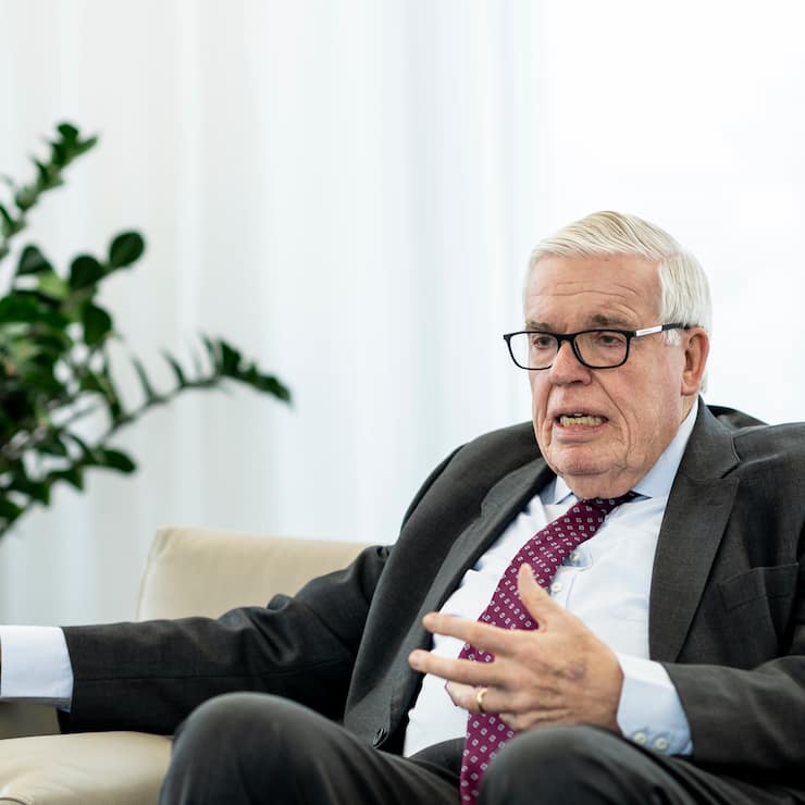 Klaus-Michael KÃ¼hne, Inhaber des Logistikunternehmens KÃ¼hne + Nagel International AG, am 10.01.2018 in Schindellegi/SZ.  