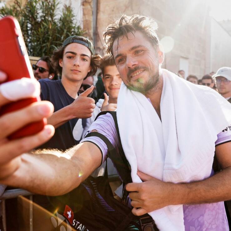 BORDEAUX,FRANCE - MAY 16: Stan Wawrinka in action against Ugo Blanchet on Court Central Cote Ouest during the BNP Paribas Primrose Bordeaux at Villa Primrose on May 16, 2023 in Bordeaux, France. (Photo by Jared Wickerham/ATP)