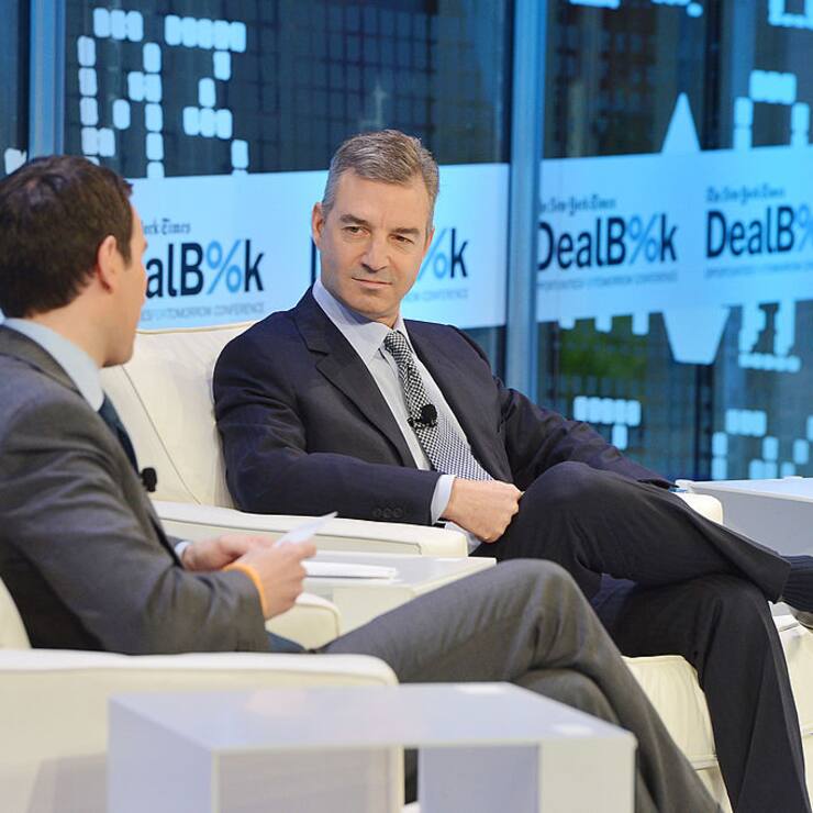 NEW YORK, NY - NOVEMBER 12:  Journalist Andrew Ross Sorkin (L) and founder of Third Point LLC Daniel Loeb participate in a discussion at the New York Times 2013 DealBook Conference in New York at the New York Times Building on November 12, 2013 in New York City.  (Photo by Larry Busacca/Getty Images for The New York Times)