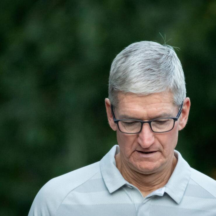 SUN VALLEY, ID - JULY 12: Tim Cook, chief executive officer of Apple, attends the annual Allen & Company Sun Valley Conference, July 12, 2019 in Sun Valley, Idaho. Every July, some of the world's most wealthy and powerful businesspeople from the media, finance, and technology spheres converge at the Sun Valley Resort for the exclusive weeklong conference. (Photo by Drew Angerer/Getty Images)