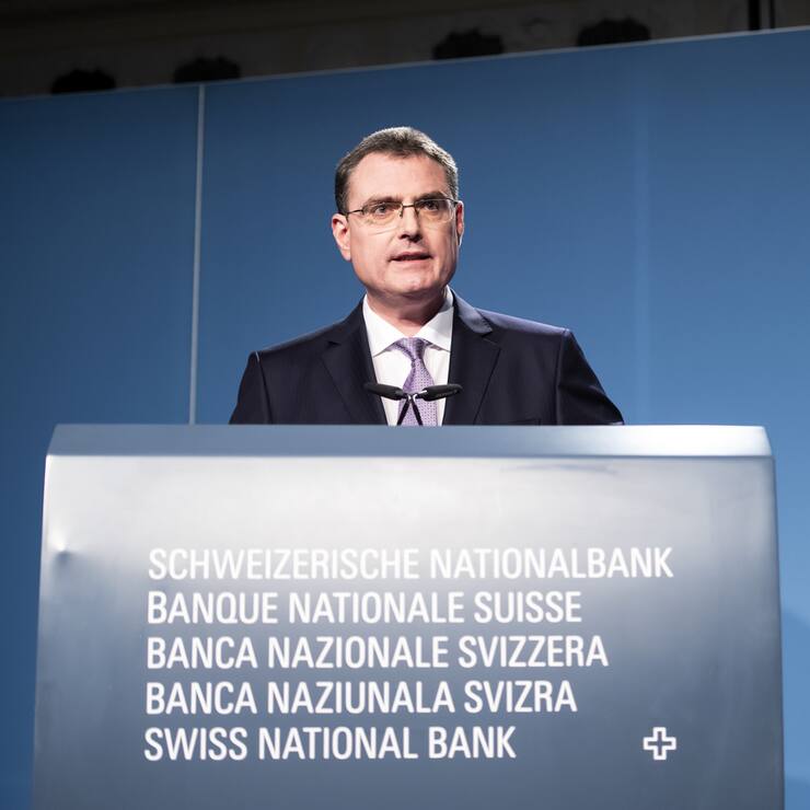Swiss National Bank's (SNB) Chairman of the Governing Board Thomas Jordan, speaks during a semi-annual conference in Bern, Switzerland, Thursday, June 13, 2019. (KEYSTONE/Anthony Anex)