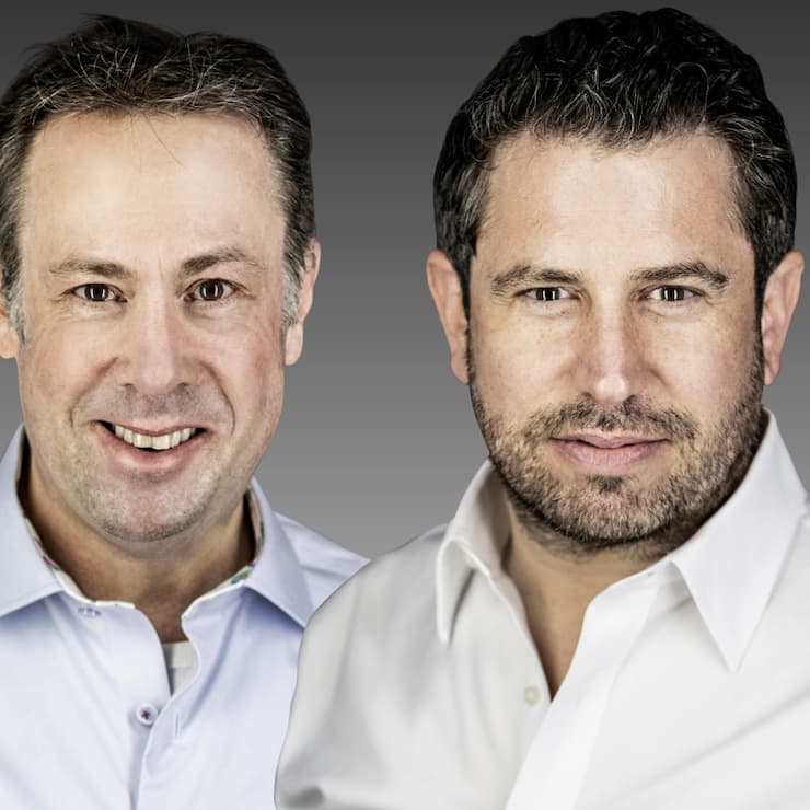 Die GenTwo-Gründer Philippe Naegeli (rechts) und Patrick Löpfe ­arbeiten im ­Hintergrund für fast 270 Finanz­intermediäre.