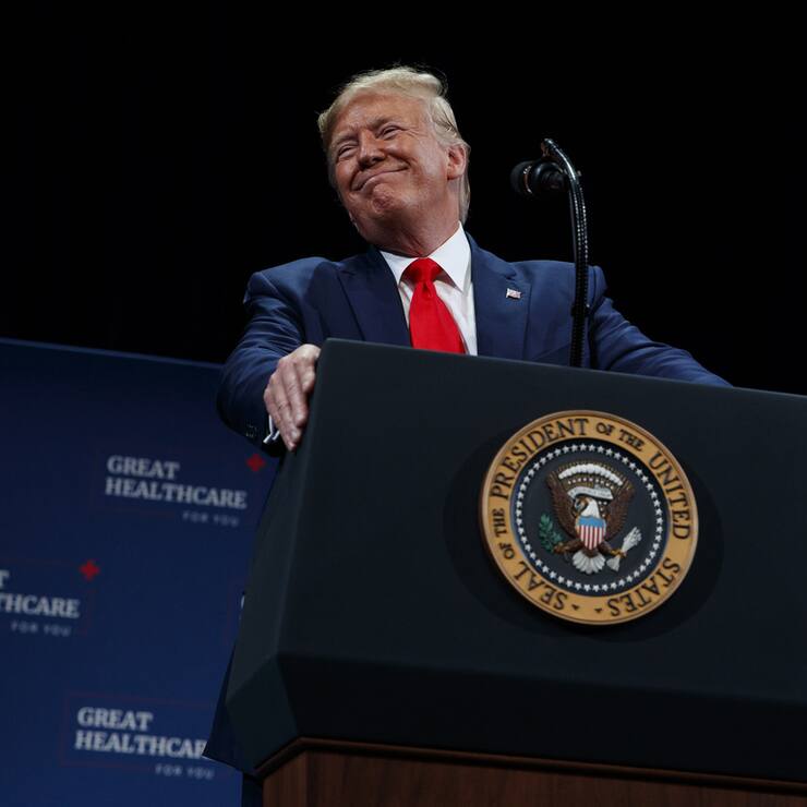President Donald Trump delivers remarks on Medicare at the Sharon L. Morse Performing Arts Center, Thursday, Oct. 3, 2019, in The Villages, Fla. (AP Photo/Evan Vucci).Donald Trump