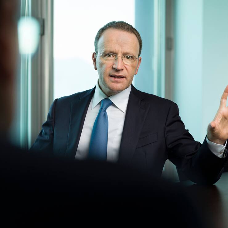 Portrait of Mark Schneider, CEO Nestle, taken at the headquarters of Nestle in Vevey, Canton Vaud, Switzerland, on August 17, 2018. (KEYSTONE/Gaetan Bally)Mark Schneider, CEO Nestle, portraitiert am 17. August 2018 am Haupsitz von Nestle in Vevey. (KEYSTONE/Gaetan Bally)