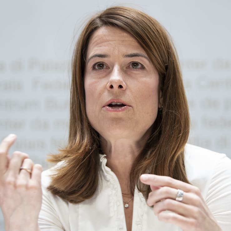 Parteipraesidentin und Nationalraetin Petra Goessi, SZ, von der FDP die Liberalen Schweiz, aeussert sich an einer Medienkonferenz zur Umfrage ueber eine liberale Umwelt- und Klimapolitik, am Mittwoch, 28. Maerz 2019, in Bern. .(KEYSTONE/Peter Schneider)