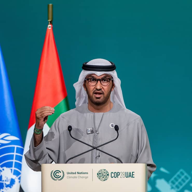 Klimakonferenz In Dubai musste COP28-Präsident Sultan Al Jaber (l.) die divergierenden Interessen unter einen Hut bringen. Cedric Schuster, Umweltminister aus Samoa, wählte klare Worte.