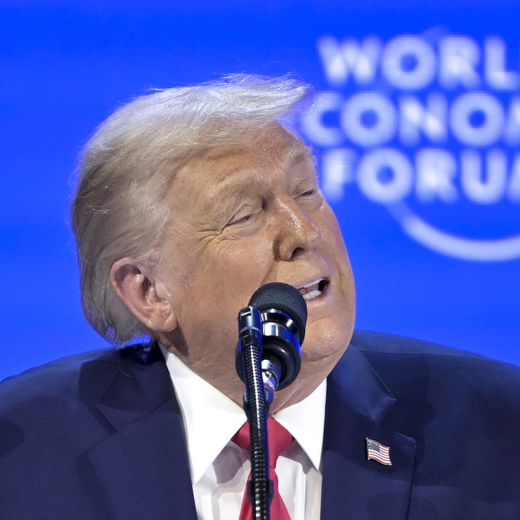 US President Donald Trump speaks during his special address at the 56th annual meeting of the World Economic Forum, WEF, in Davos, Switzerland, Wednesday, January 21, 2026. The meeting under the topic "A Spirit of Dialogue" brings together entrepreneurs, scientists, corporate and political leaders in Davos and takes place from January 19 to 23 in Davos.(KEYSTONE/Gian Ehrenzeller)