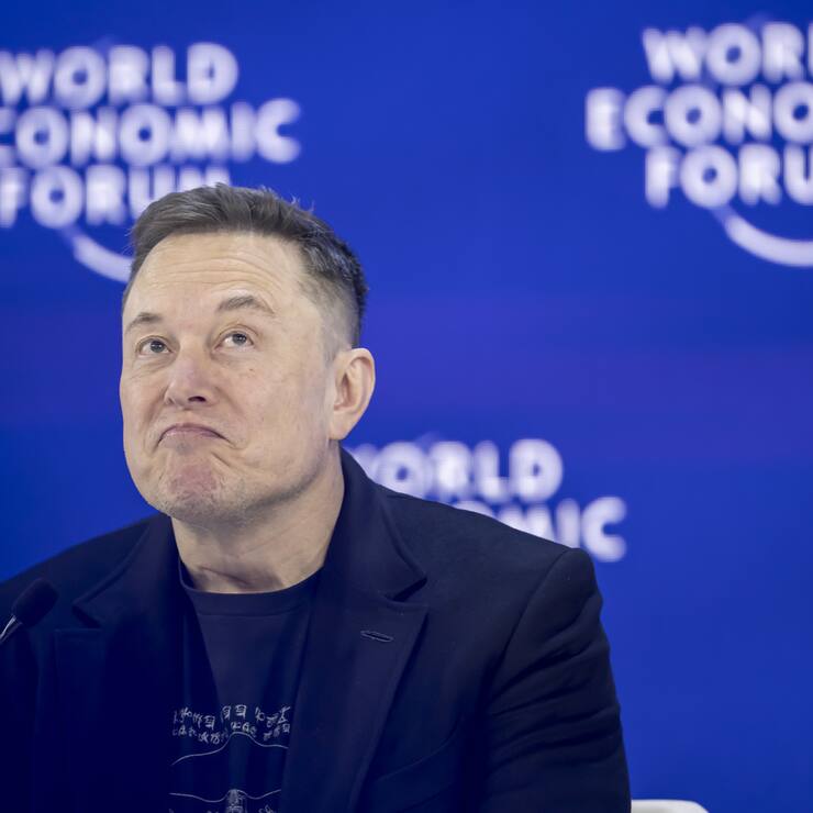 Elon Musk, speaks during a panel discussion during the 56th annual meeting of the World Economic Forum, WEF, in Davos, Switzerland, Thursday, January 22, 2026. The meeting under the topic "A Spirit of Dialogue" brings together entrepreneurs, scientists, corporate and political leaders in Davos and takes place from January 19 to 23 in Davos.(KEYSTONE/Gian Ehrenzeller)