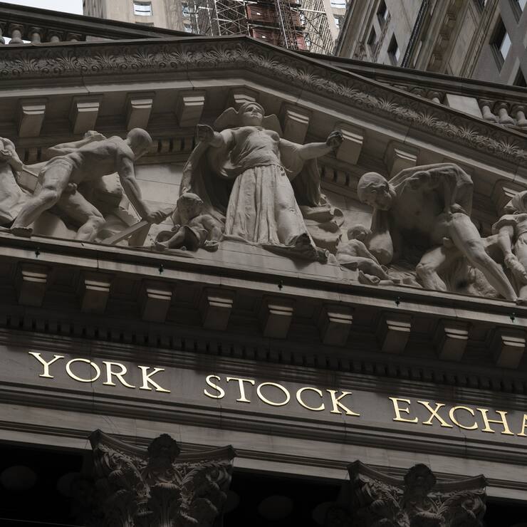 Vorderseite der New York Stock Exchange in New York. 