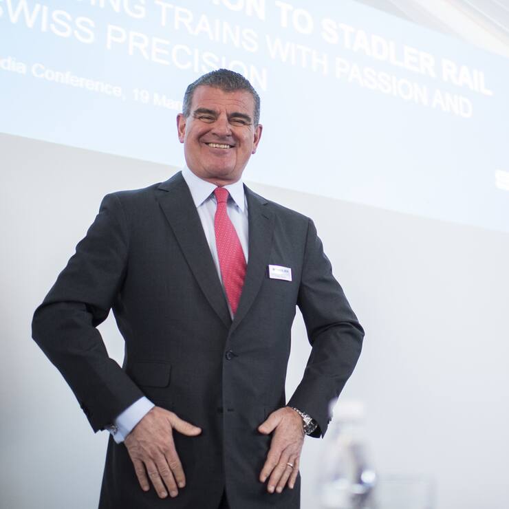 Verwaltungsratspraesident Peter Spuhler an der Bilanzmedienkonferenz von Stadler Rail, am Dienstag,19. Maerz 2019, in Bussnang. Das Unternehmen hat heute mitgeteilt, in den naechsten Monaten einen Boersengang anzustreben. (KEYSTONE/Gian Ehrenzeller)