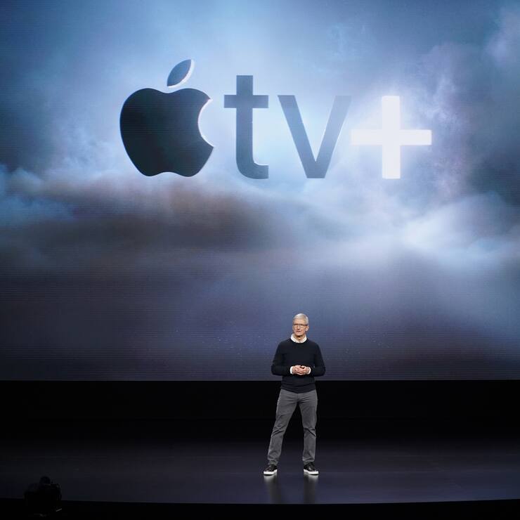 Apple CEO Tim Cook speaks at the Steve Jobs Theater during an event to announce new products Monday, March 25, 2019, in Cupertino, Calif. (AP Photo/Tony Avelar)