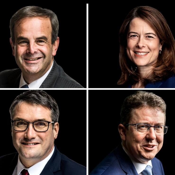 NATIONALE BÜHNE Mit der Übernahme des Parteipräsidiums wurden Gerhard Pfister (CVP, o.l.), Petra Gössi (FDP), Christian Levrat (SP, u.l.) und Albert Rösti (SVP) schweizweit bekannt.