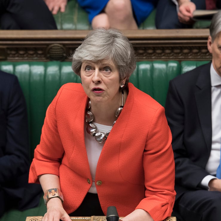 Britain's Prime Minister Theresa May speaks to lawmakers in parliament, London, Tuesday March 12, 2019. Prime Minister Theresa May's mission to secure Britain's orderly exit from the European Union appeared headed for defeat Tuesday, as lawmakers ignored her entreaties to support her divorce deal and end the political chaos and economic uncertainty that Brexit has unleashed. (Jessica Taylor/UK Parliament via AP)