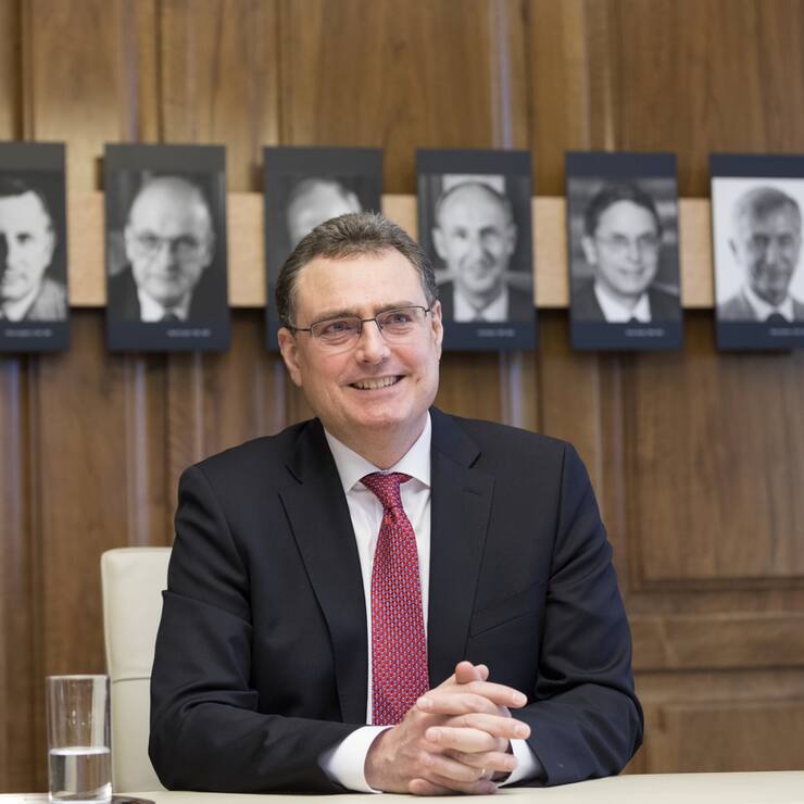 Thomas Jordan, Chairman of the Governing Board of the Swiss National Bank, during an interview at the headquarters of the Swiss National Bank in Zurich, Switzerland, on April 4, 2018. (KEYSTONE/Gaetan Bally)Thomas Jordan, Praesident des Direktoriums der Schweizerischen Nationalbank, waehrend eines Interviews am 4. April 2018 am Hauptsitz der Schweizer Nationalbank in Zuerich. (KEYSTONE/Gaetan Bally)