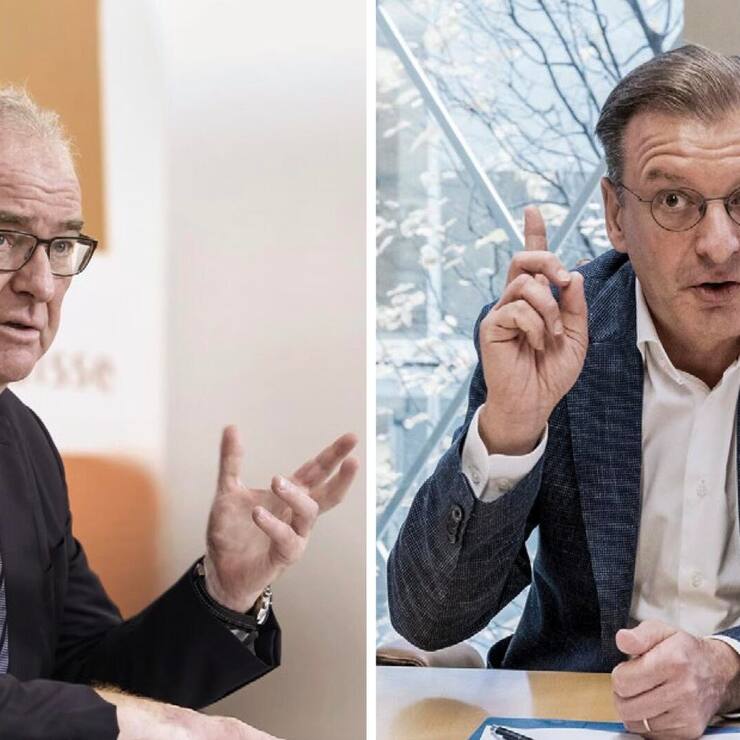Christoph Mäder (l.), unter anderem VR bei Lonza, und Matthias Leuenberger, Schweiz-Chef von Novartis, stehen an der Spitze von Economiesuisse.