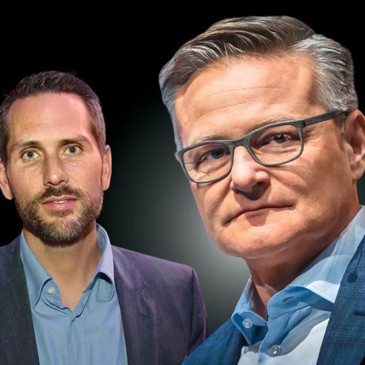 KOSTENDRUCKMigros-Chef ­Mario Irminger (r.) drückt auf die Ausgabenbremse. Das bekommt auch der Onlinehändler Digitec Galaxus unter der Leitung von ­Florian Teuteberg zu spüren.