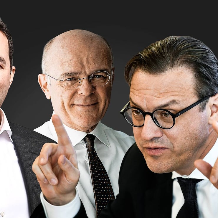 Swiss-Re-Chef Christian Mumenthaler (l.), Swiss-Life-CEO Patrick Frost (v.), Mario Greco von Zurich Insurance.