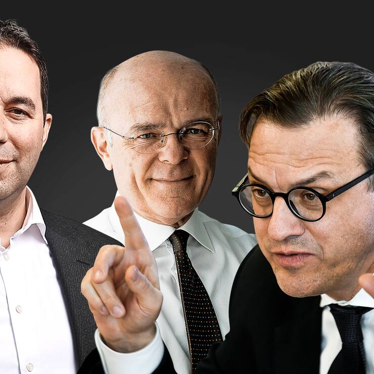 Swiss-Re-Chef Christian Mumenthaler (l.), Swiss-Life-CEO Patrick Frost (v.), Mario Greco von Zurich Insurance.