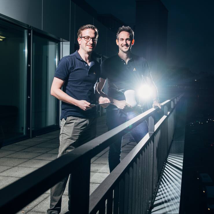 Lorenz Meier (l.) und Kevin Sartori, Gruender von Auterion