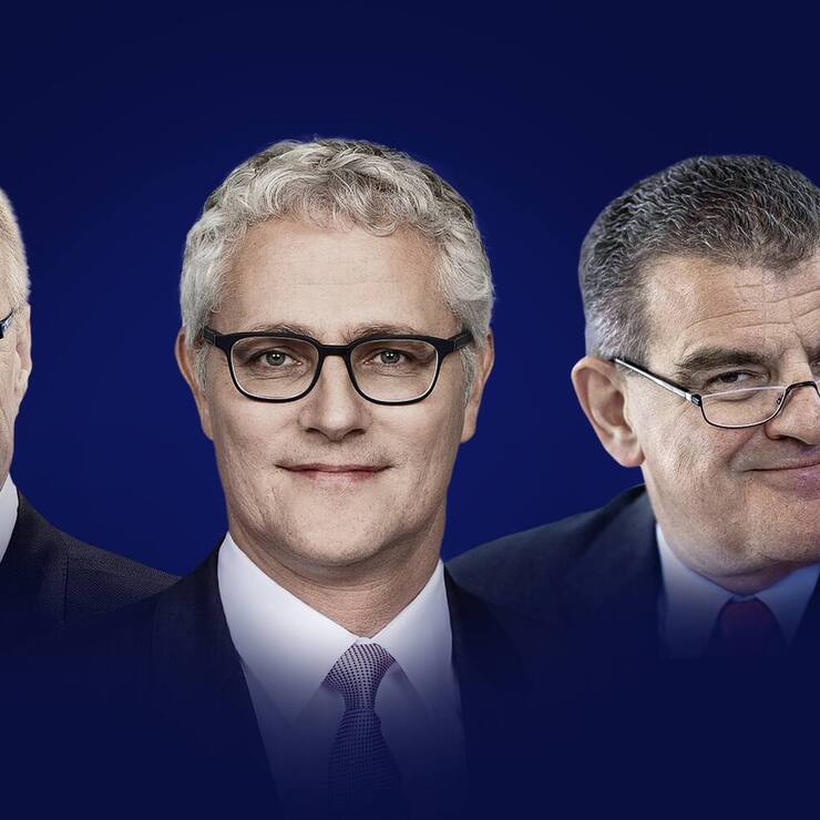 Adecco-CEO Alain Dehaze, Geberit-Chef Christian Buhl und Stadler-Rail-Präsident Peter Spuhler