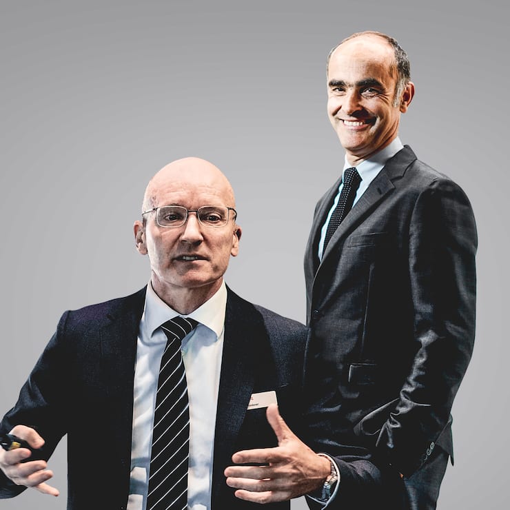 Emmi-CEO Urs Riedener (l.) und Givaudan-Chef Gilles Andrier 