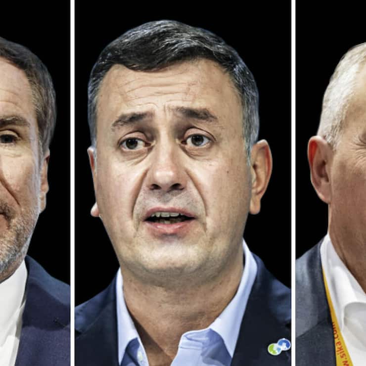 <p>Erfolgsrezept Bevor Jan Jenisch (l.) den CEO-Posten bei Holcim an ­Miljan Gutovic (M.) übergab, hatte er die Transformation zu höhermargigen Produkten eingeleitet. Role Model ist die von Thomas Hasler geführte Sika.</p>