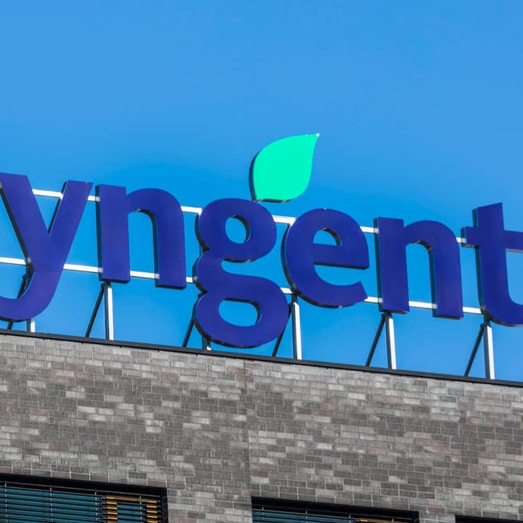 <p>Das Logo von Syngenta an einem Firmengebäude in Sisslen (Januar 2021).</p>