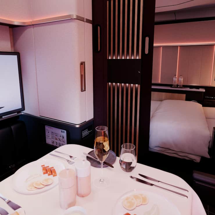 <p>Viel Luxus über den Wolken: Die First Grand Suite von Swiss.</p>